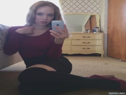 Cute teen takes a sexy selfie in stockings