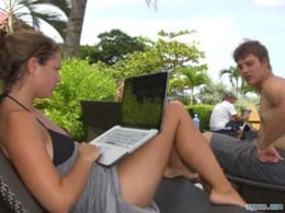 Guys fails at sneaking a skirt peek