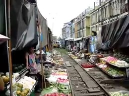 Market Built Around Train Track