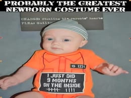 Newborn Dressed as Prisoner in Orange Jumpsuit Costume