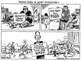 Funny political cartoon work for food
