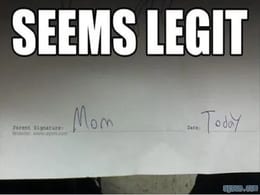 Funny Parents Signature on a Note