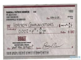 Actual check to Verizon Communications