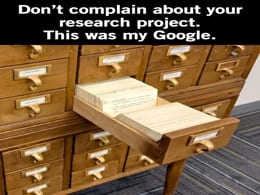 Old Library Card Catalog Used as Google Research Tool