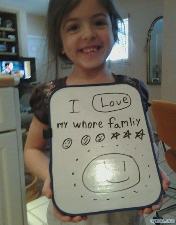 Cute Kid Spelling Errors Whore Family