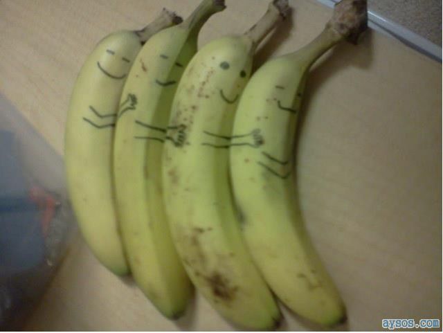 Cute bananas cuddling