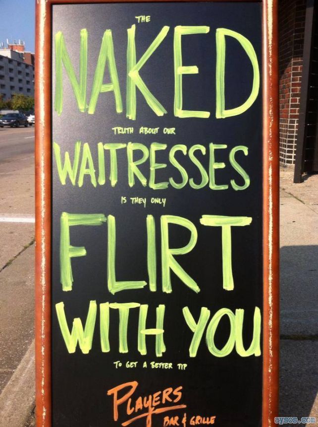The Naked Waitresses Funny Sign