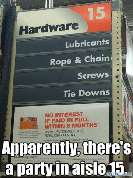 50 Shades of Grey aisle at Home Depot