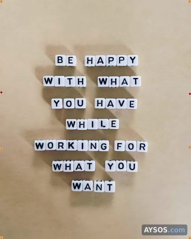 Motivational Quote About Gratitude and Ambition in Letter Tiles