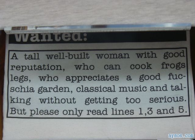 Woman Wanted Classified Ad