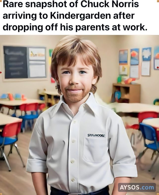 Chuck Norris Arrives to Kindergarten After Dropping Off His Parents