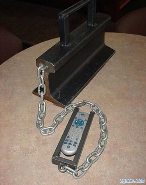 TV remote control anchored