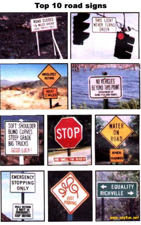 Various Funny Road Signs