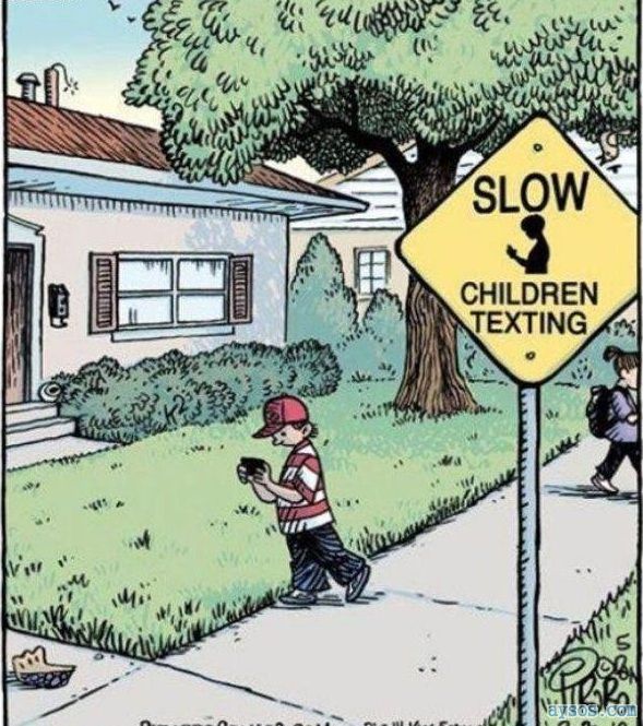 Texting Safety Slow for Children Funny Sign