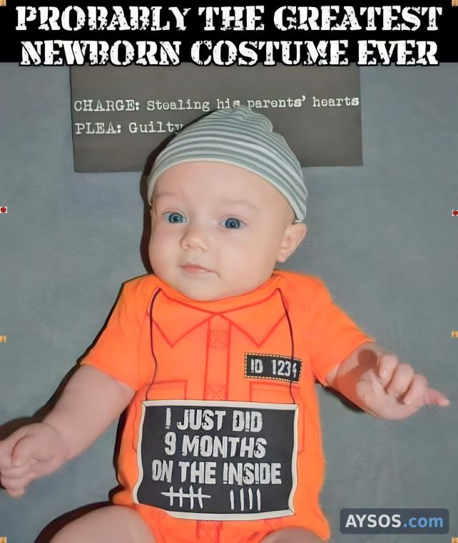 Newborn Dressed as Prisoner in Orange Jumpsuit Costume