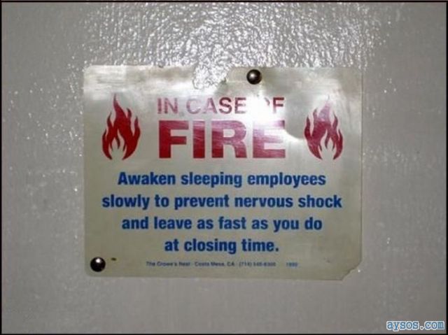 Funny fire escape sign