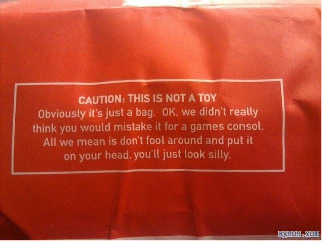 Stupid sign bags are not kids toys