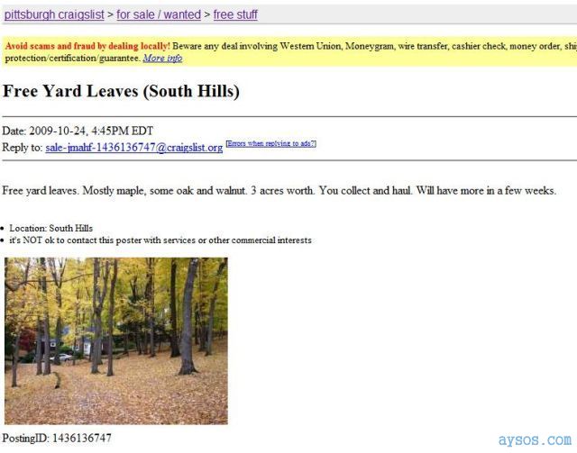 Great Deal on Leaves on CraigsList