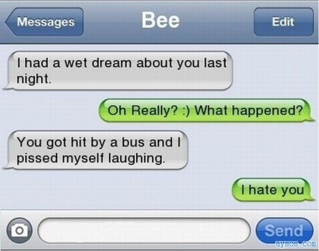 Wet dream text message joke
