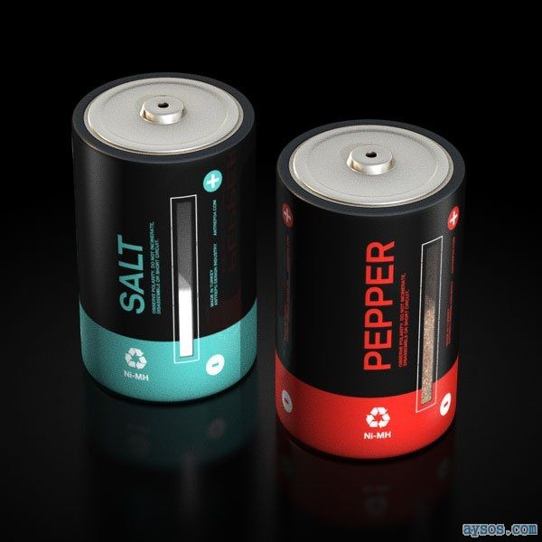 Cool battery salt and pepper shakers