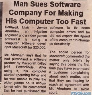 Man sues his computer too fast