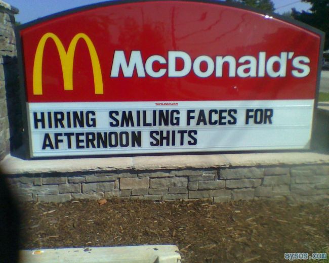 McDonalds Hiring Smiling Faces for Shits