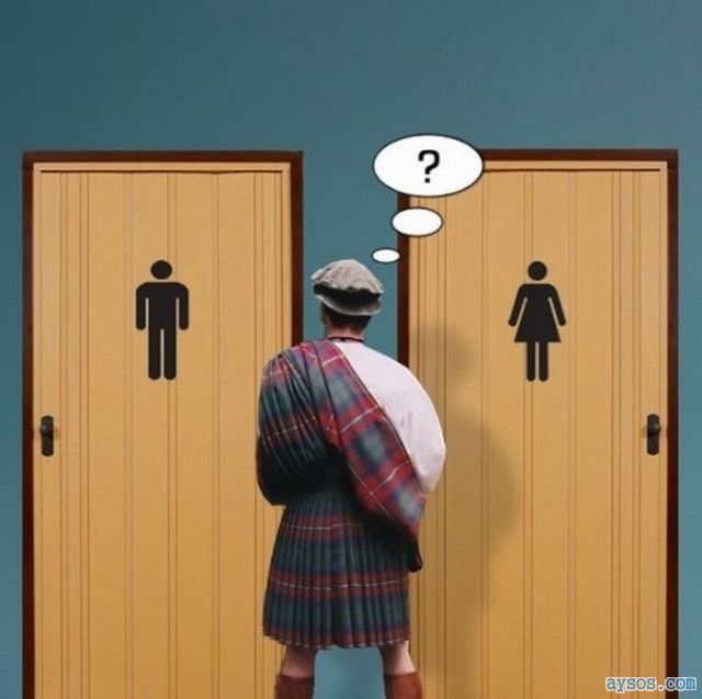 Which restroom door to use