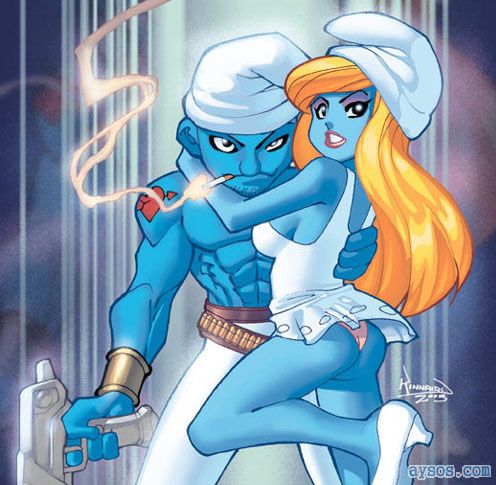 Hot Smurfette and buff Lovey Smurf