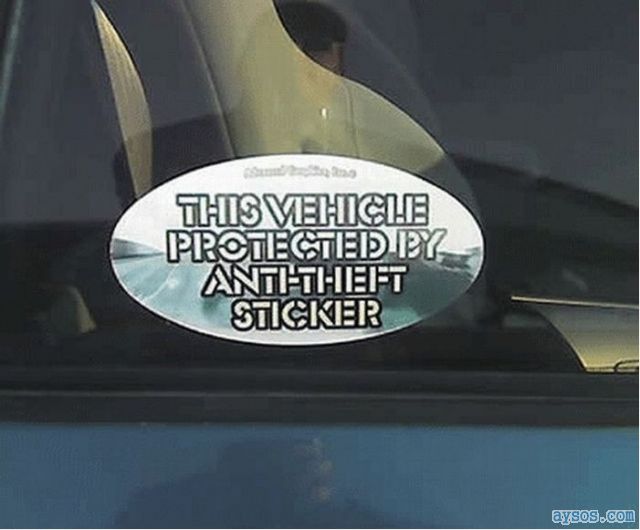 Funny anti-theft car sticker