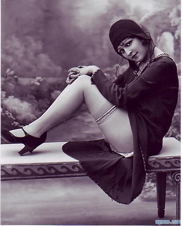 Cute flapper girl in stockings