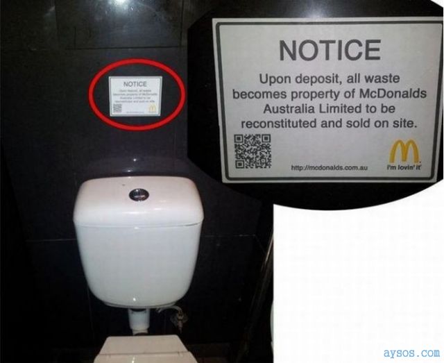 Stupid sign at McDonalds toilet