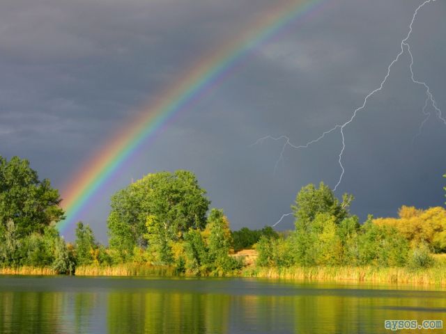 Amazing Lightning and Rainbow Picture
