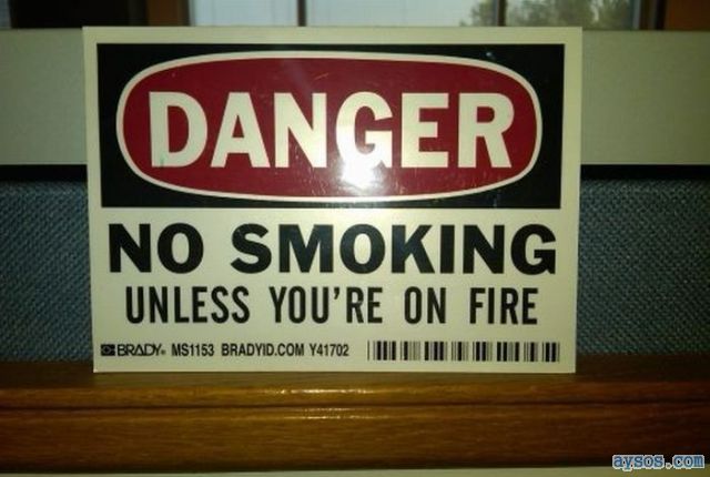 Funny No Smoking sign