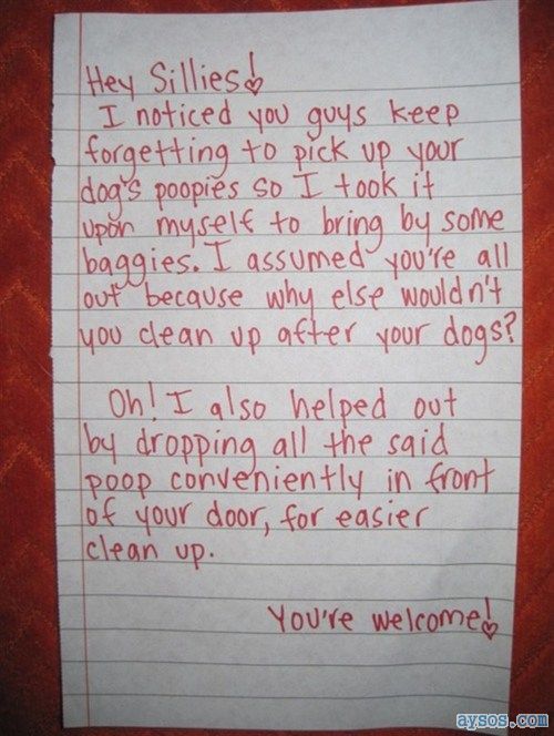 Funny dog poopie note