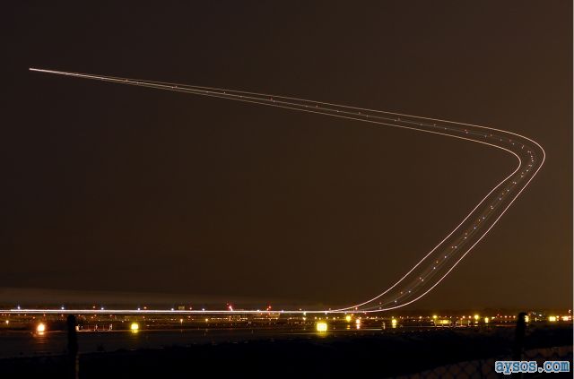 Amazing night picture of Airplane takeoff