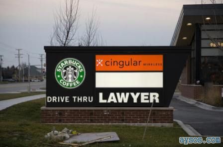 Funny Starbucks and Lawyer sign