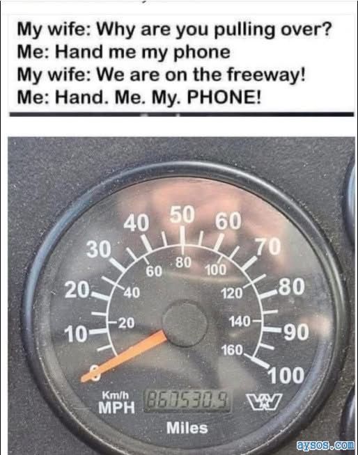 Husband Checks Phone While Driving Zero Miles Per Hour