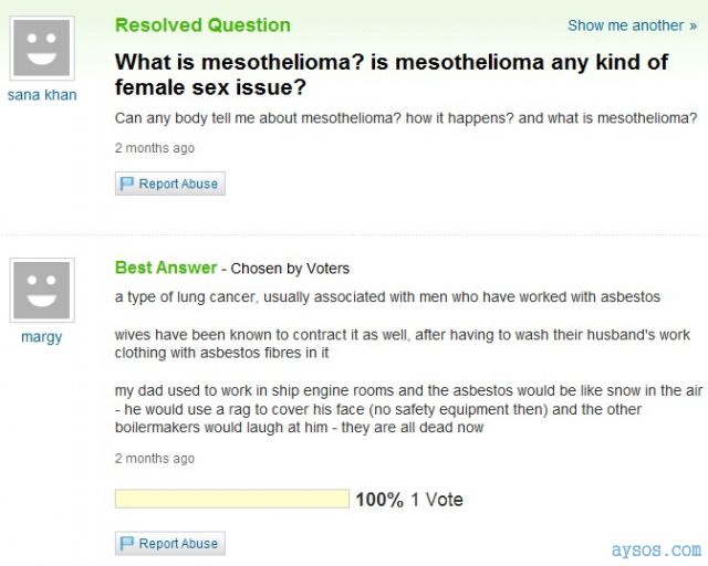Mesothelioma is not a sexual disease