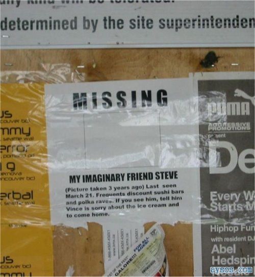 Missing Imaginary Friend Sign