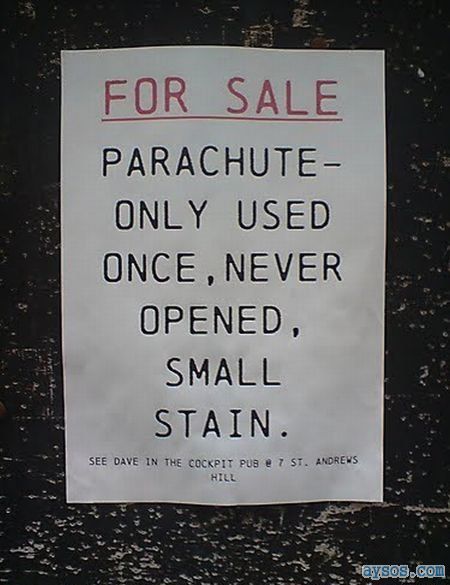 Used parachute for sale sign