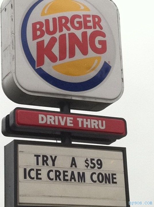 Burger King Ice Cream Cone at $59