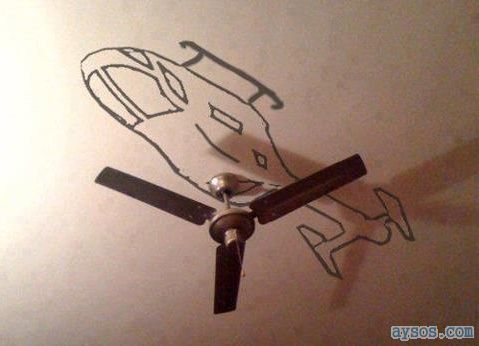 Funny Ceiling Fan Helicopter Drawing