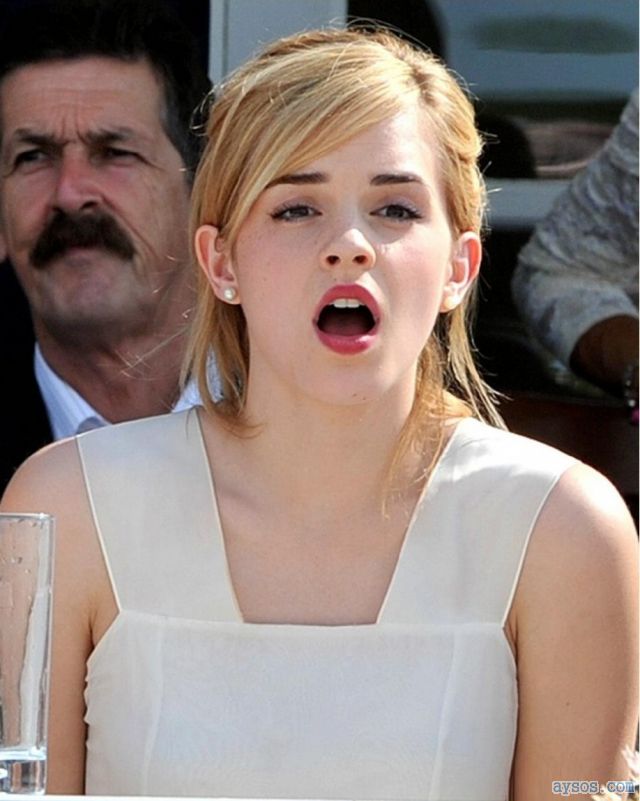 Pretty Emma Watson gives the O face
