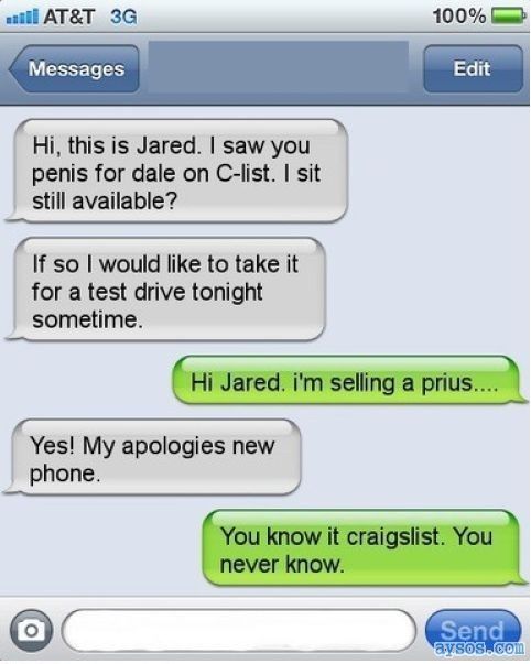 Craigslist FAIL text message