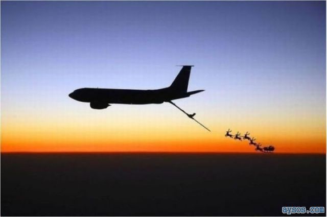 Santa Claus gets mid air refueling
