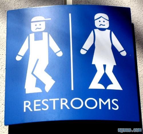 Funny Blue Restroom Sign