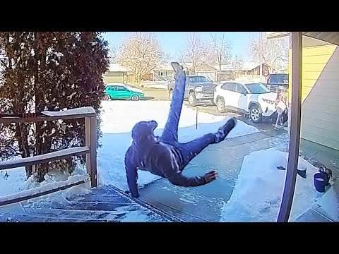 Security Cameras Expose Hilarious Winter Wipeouts