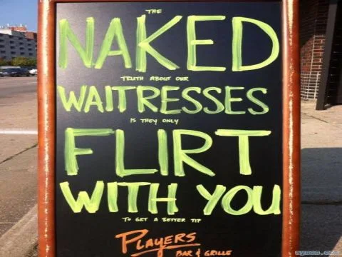 The Naked Waitresses Funny Sign