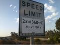 Funny math speed limit sign