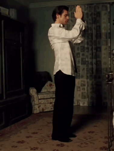 Jim Carrey one move strip from the movie Bruce Almighty